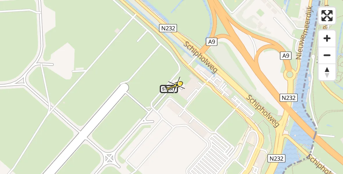 Vluchtroute Politiehelikopter van Schiphol naar Schiphol