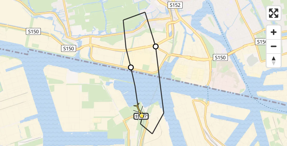 Routekaart van de vlucht: Lifeliner 1 naar Amsterdam Heliport, Elbaweg