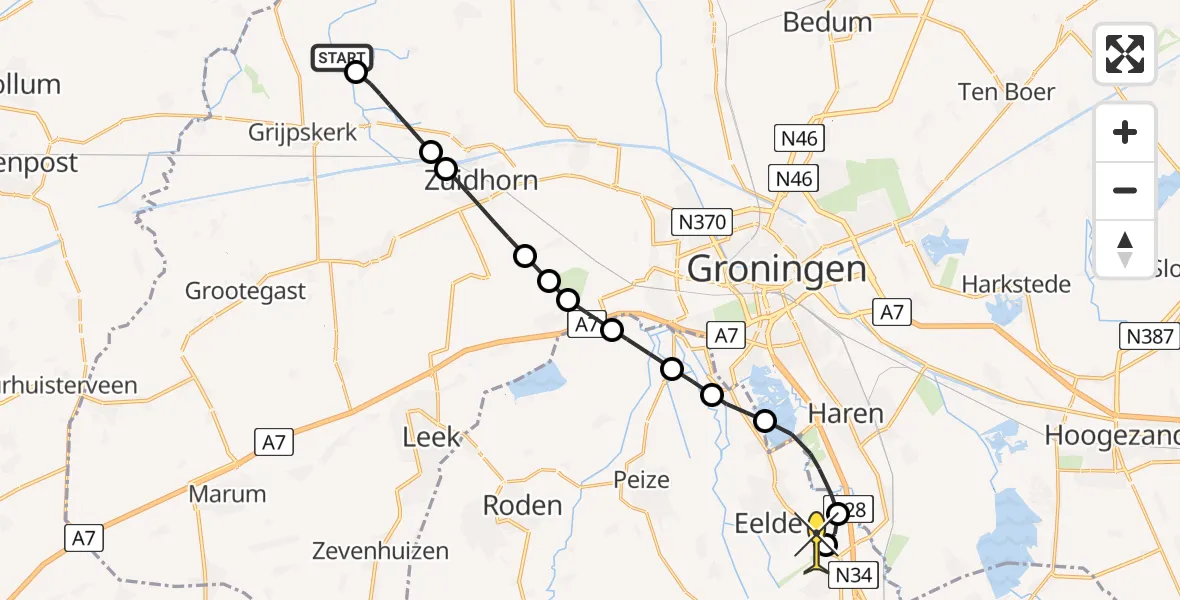 Routekaart van de vlucht: Lifeliner 4 naar Groningen Airport Eelde, Matsloot