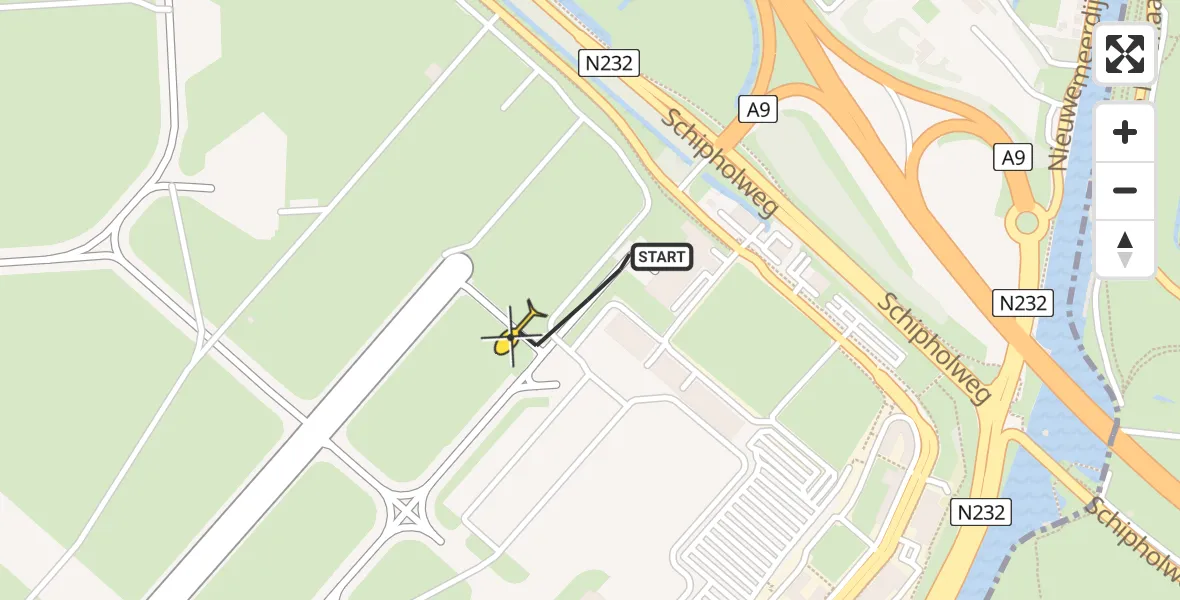 Vluchtroute Politiehelikopter van Schiphol naar Schiphol