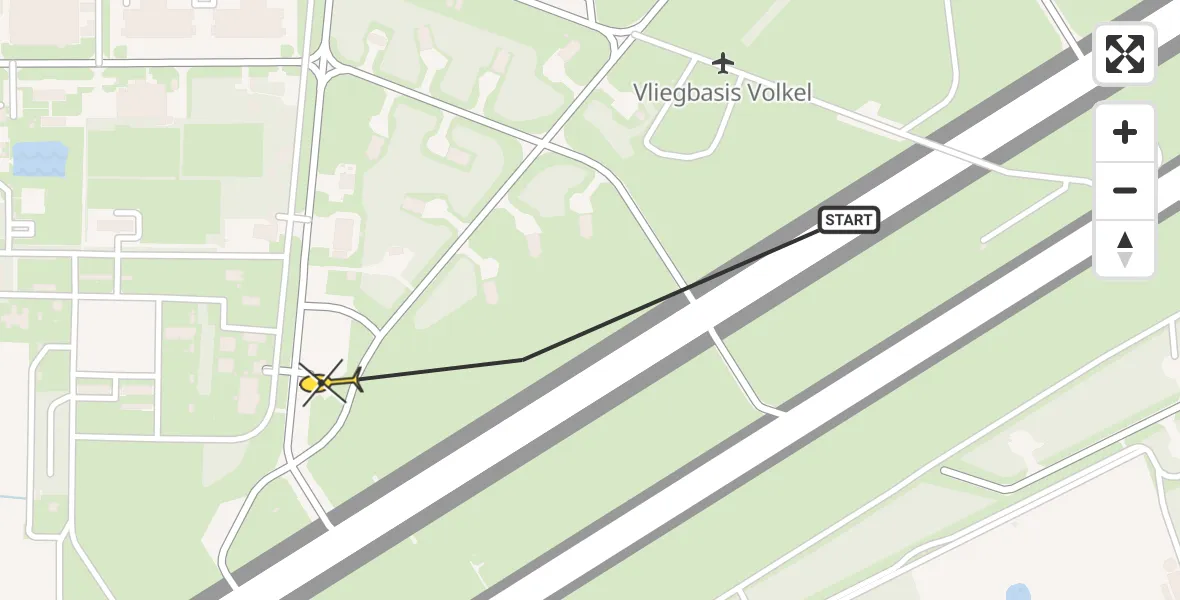 Routekaart van de vlucht: Politieheli naar Vliegbasis Volkel, Zeelandsedijk