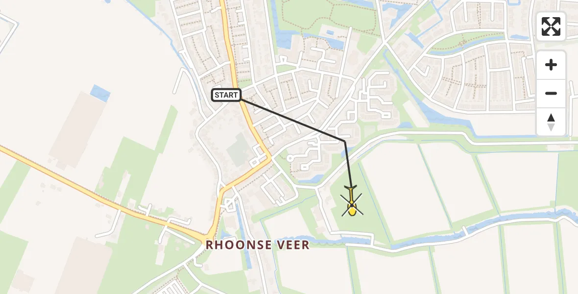 Routekaart van de vlucht: Lifeliner 2 naar Rhoon, Essendijk