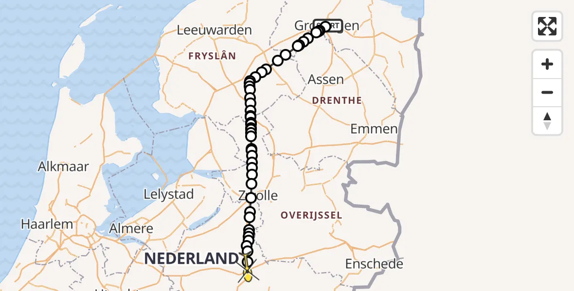 Routekaart van de vlucht: Lifeliner 1 naar Apeldoorn, Pelsterstraat