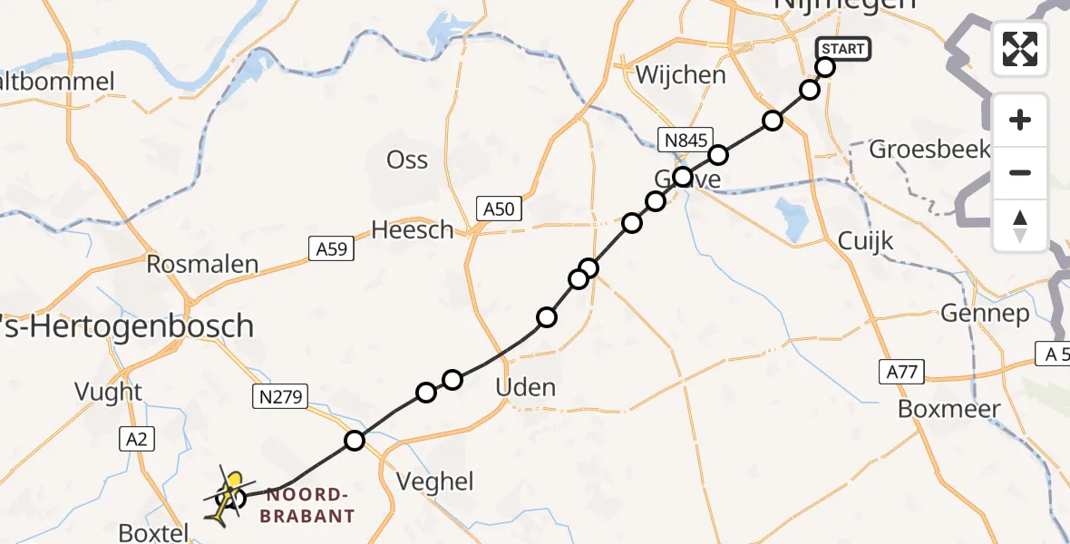 Routekaart van de vlucht: Lifeliner 3 naar Gemonde, Vuurvlindertjesstraat