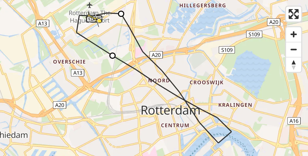 Routekaart van de vlucht: Lifeliner 2 naar Rotterdam The Hague Airport, Kastrupbaan