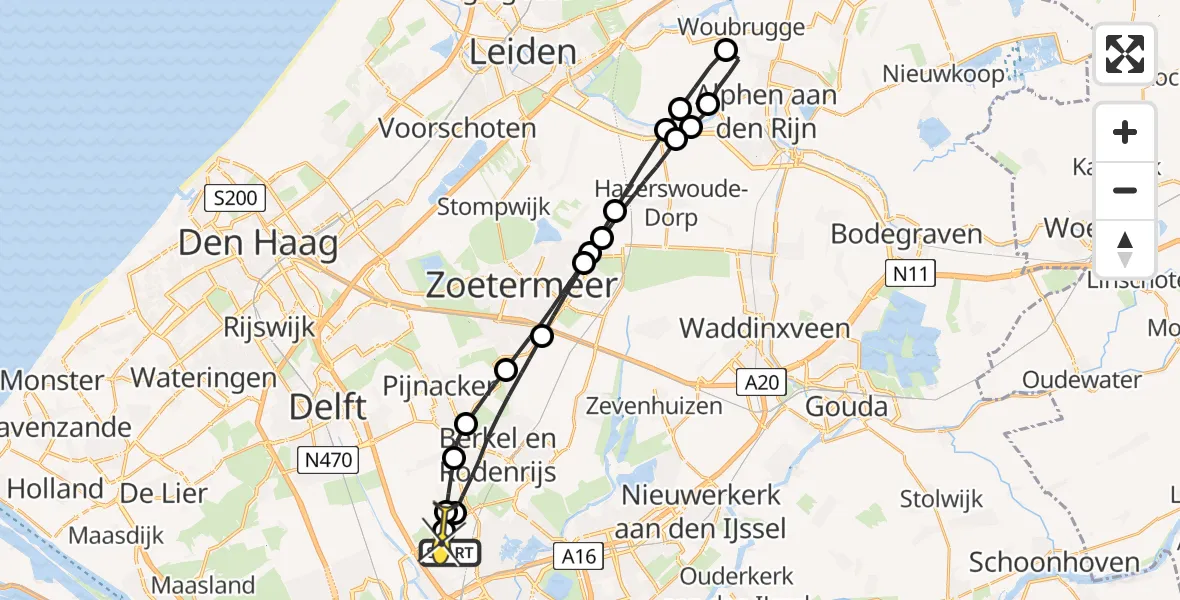 Routekaart van de vlucht: Lifeliner 2 naar Rotterdam The Hague Airport, Notweg