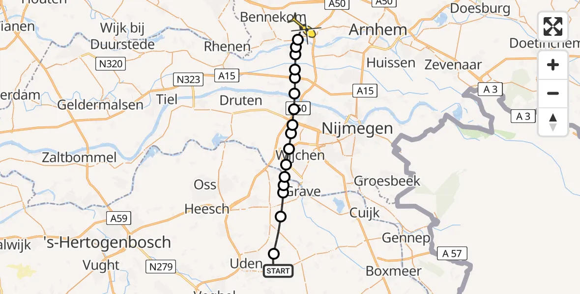 Routekaart van de vlucht: Lifeliner 3 naar Renkum, Zeelandsedijk