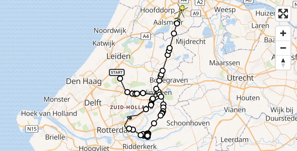 Routekaart van de vlucht: Politieheli naar Aalsmeer, Zwetpad