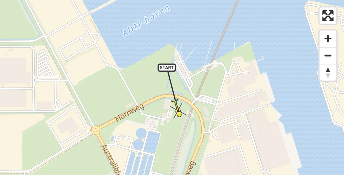 Vluchtroute Traumahelikopter van Amsterdam Heliport naar Amsterdam Heliport