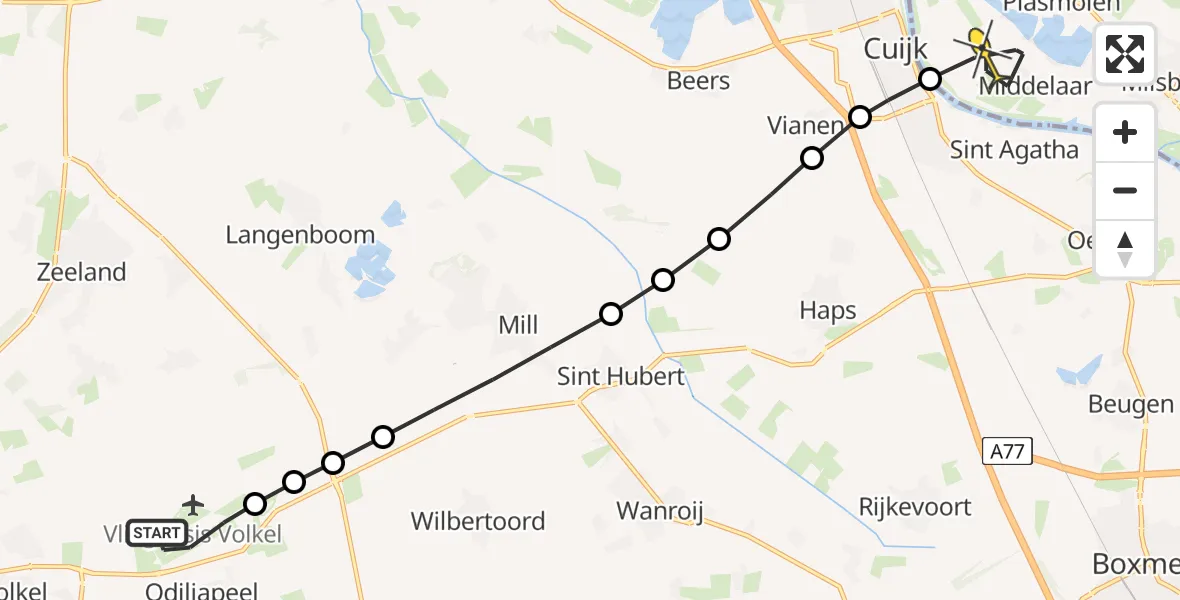 Routekaart van de vlucht: Lifeliner 3 naar Middelaar, Nieuwedijk