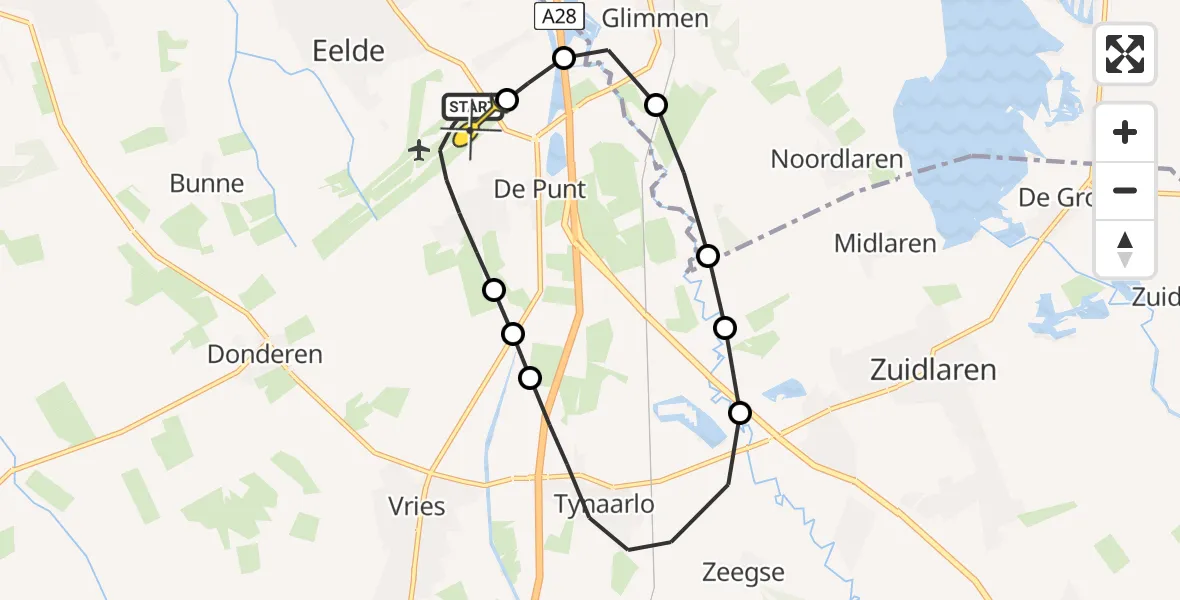 Routekaart van de vlucht: Lifeliner 4 naar Groningen Airport Eelde, Vissersweg