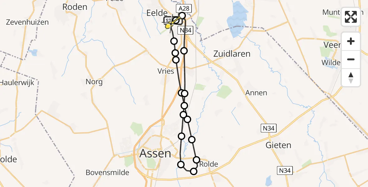 Routekaart van de vlucht: Lifeliner 4 naar Groningen Airport Eelde, Bolhuisgat