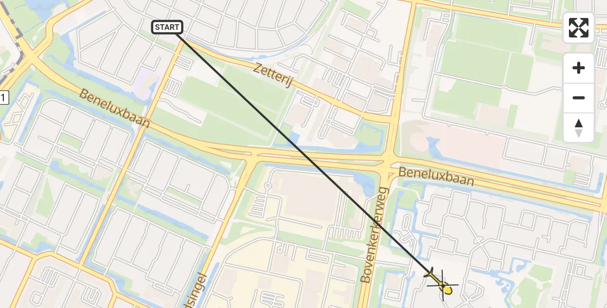 Routekaart van de vlucht: Politieheli naar Amstelveen, Veldlust