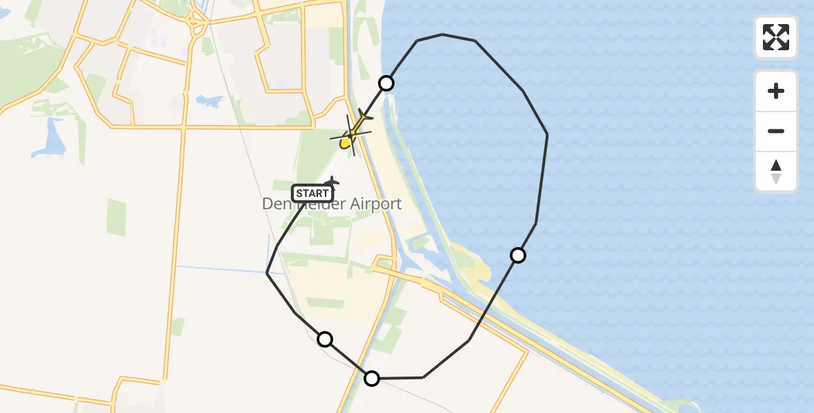 Routekaart van de vlucht: Kustwachthelikopter naar Vliegveld De Kooy, Middenvliet