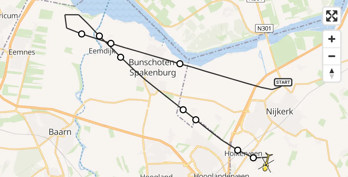Routekaart van de vlucht: Lifeliner 1 naar Nijkerkerveen, Marconistraat