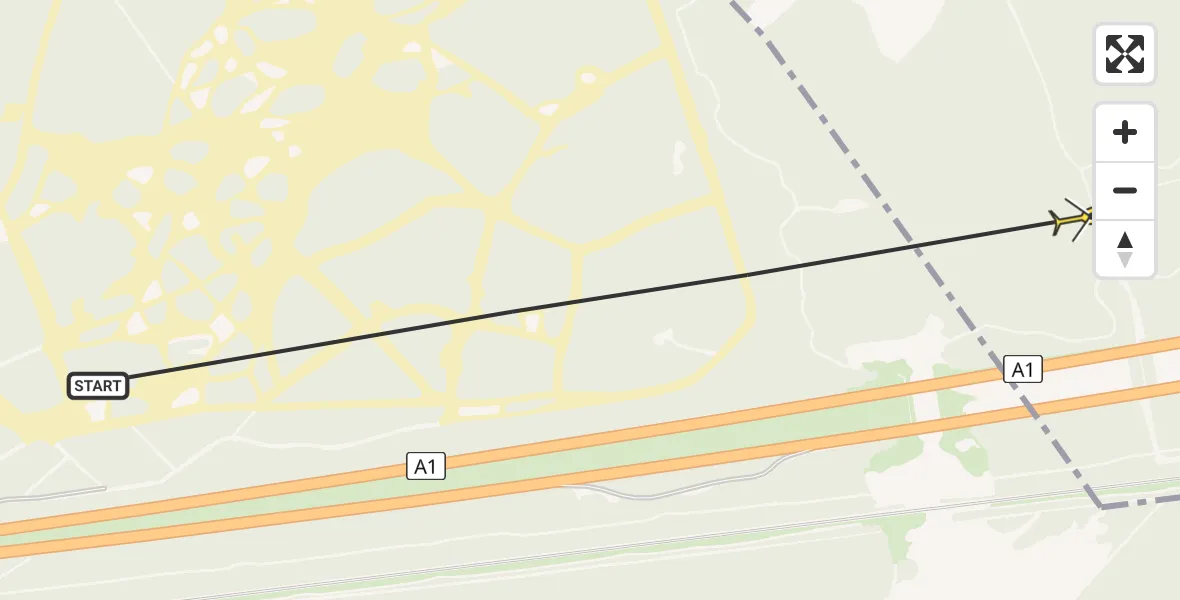Routekaart van de vlucht: Politiehelikopter naar Uddel