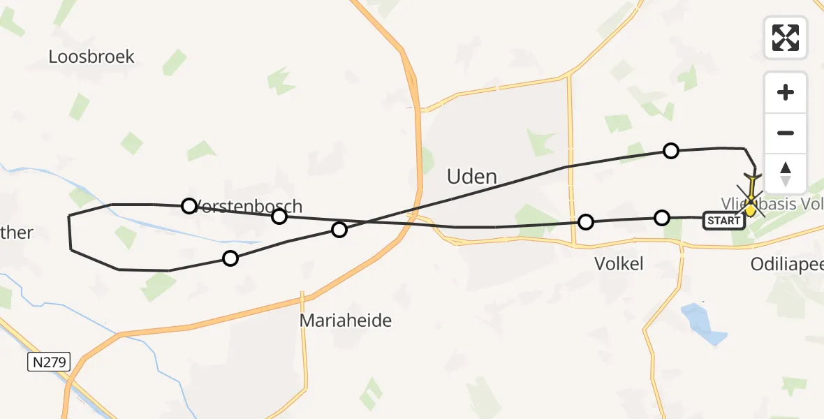 Routekaart van de vlucht: Lifeliner 3 naar Vliegbasis Volkel, Venstraat