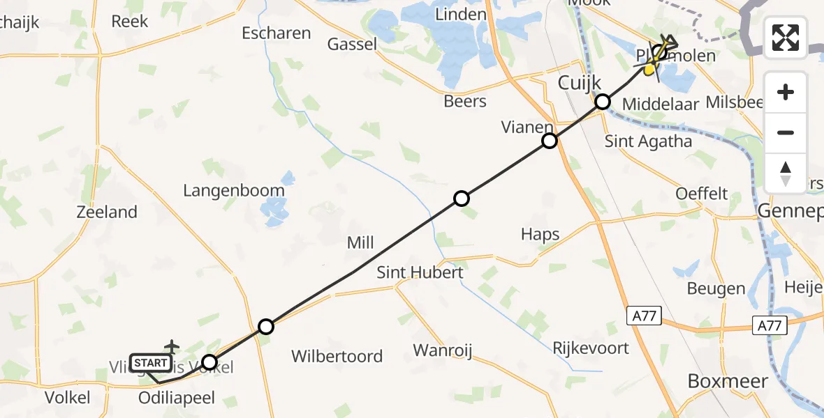 Routekaart van de vlucht: Lifeliner 3 naar Plasmolen, Nieuwedijk