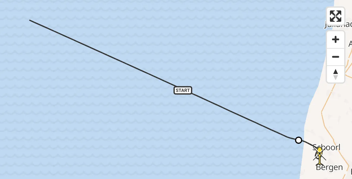 Routekaart van de vlucht: Kustwachthelikopter naar Schoorl, Paardenweide