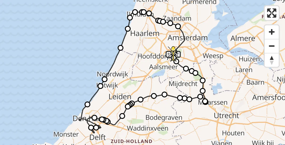 Routekaart van de vlucht: Politieheli naar Schiphol, Voltweg