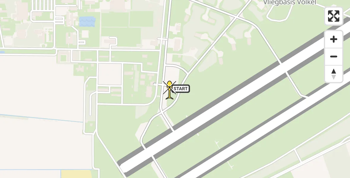 Vluchtroute Politiehelikopter van Vliegbasis Volkel naar Vliegbasis Volkel