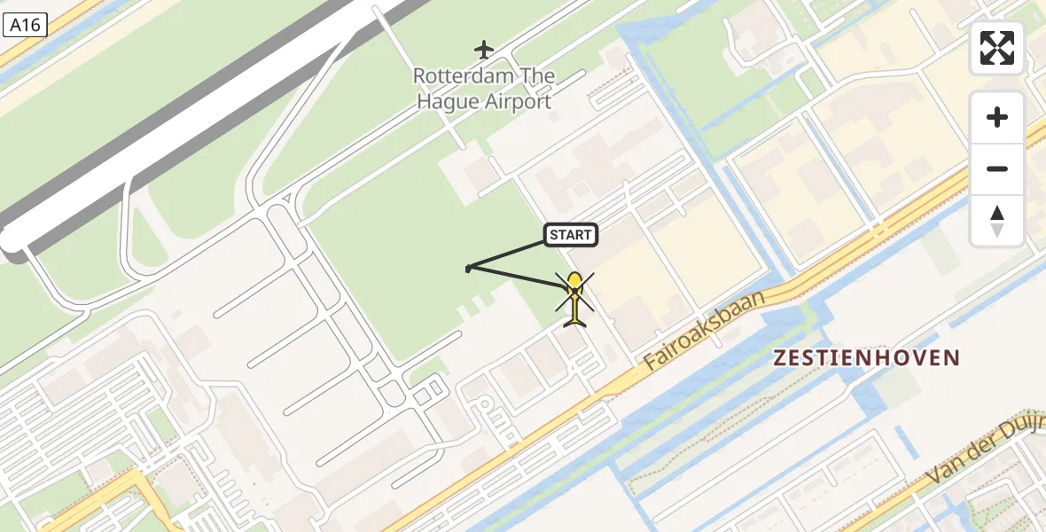 Routekaart van de vlucht: Lifeliner 2 naar Rotterdam The Hague Airport, Brandenburgbaan