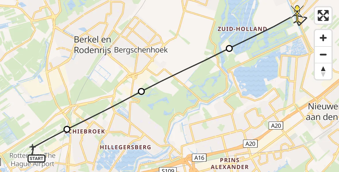 Routekaart van de vlucht: Lifeliner 2 naar Zevenhuizen, Brandenburgbaan