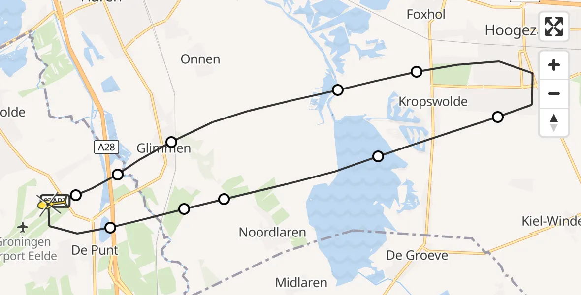 Routekaart van de vlucht: Lifeliner 4 naar Groningen Airport Eelde, Machlaan