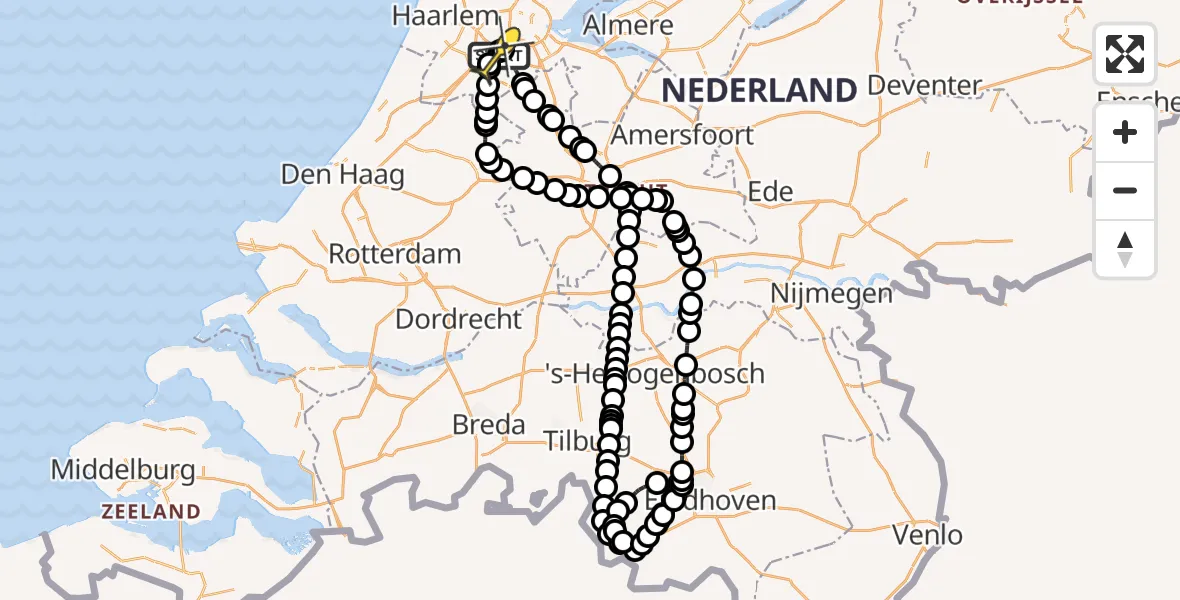 Routekaart van de vlucht: Politieheli naar Schiphol, Aalsmeer