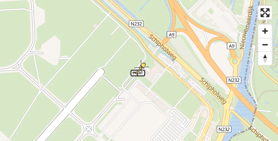 Vluchtroute Politiehelikopter van Schiphol naar Schiphol