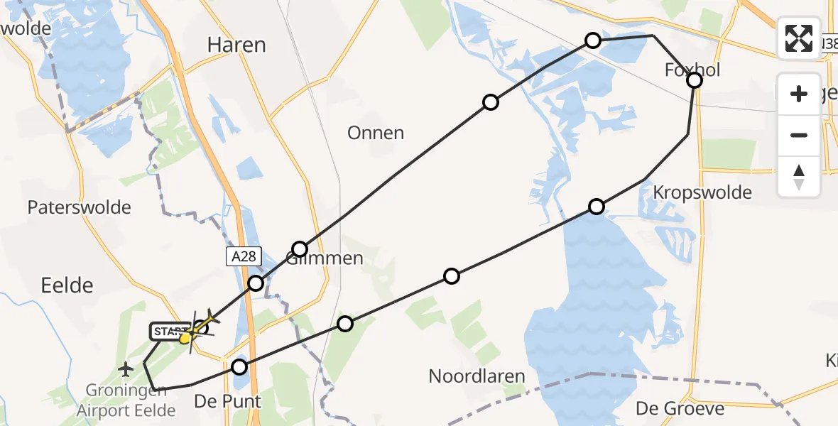 Routekaart van de vlucht: Lifeliner 4 naar Groningen Airport Eelde, Machlaan
