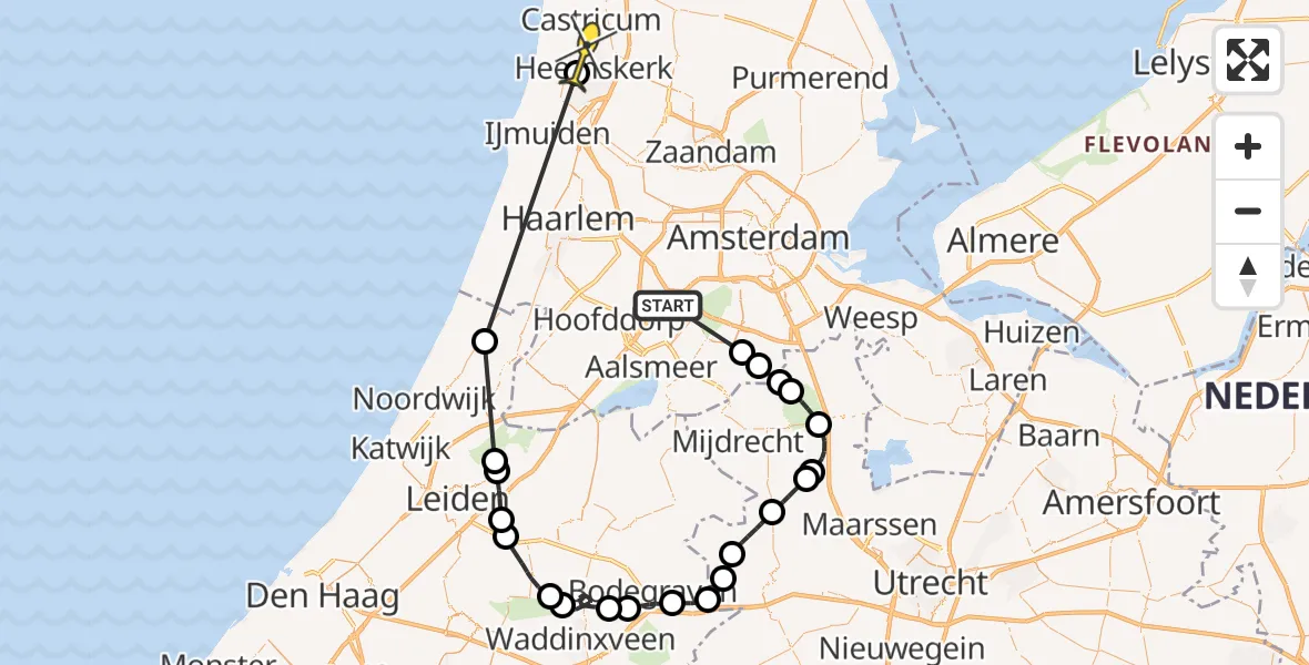 Routekaart van de vlucht: Politieheli naar Heemskerk, Hole 3