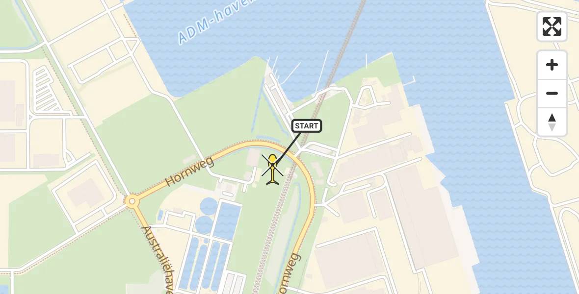 Vluchtroute Traumahelikopter van Amsterdam Heliport naar Amsterdam Heliport