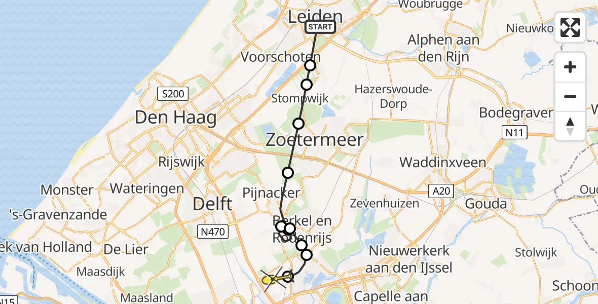 Routekaart van de vlucht: Lifeliner 2 naar Rotterdam The Hague Airport, Omikronpad