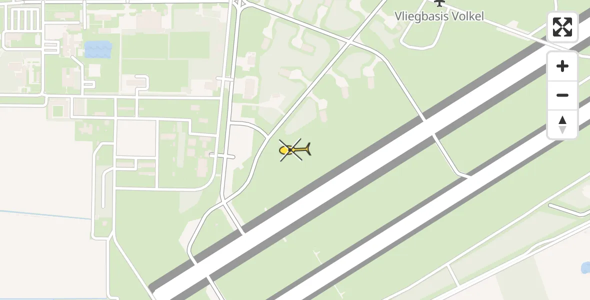 Vluchtroute Politiehelikopter van Vliegbasis Volkel naar Vliegbasis Volkel
