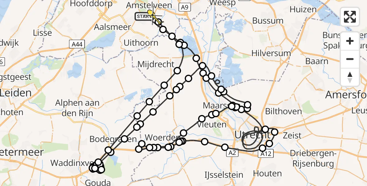 Routekaart van de vlucht: Politieheli naar Amstelveen, Galjoen