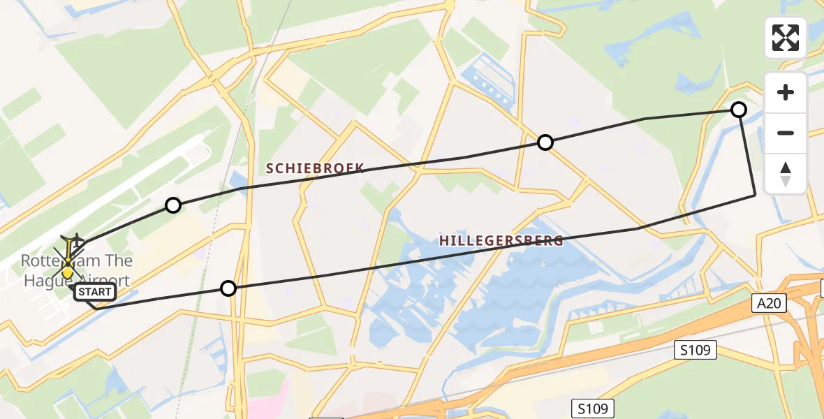 Routekaart van de vlucht: Lifeliner 2 naar Rotterdam The Hague Airport, Zestienhoven
