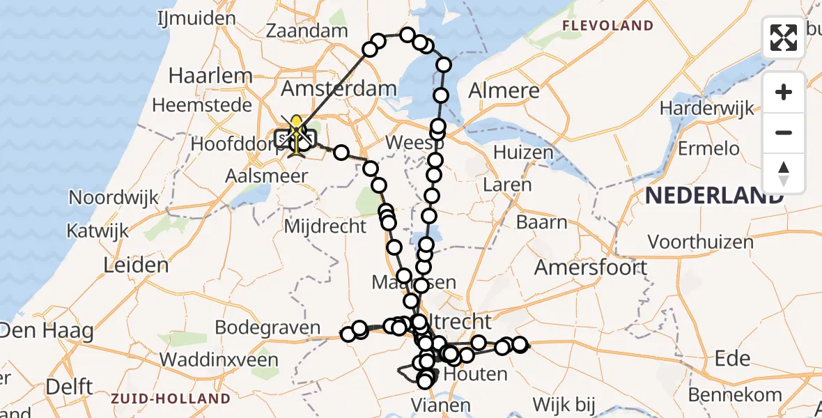 Routekaart van de vlucht: Politieheli naar Schiphol, Thermiekstraat