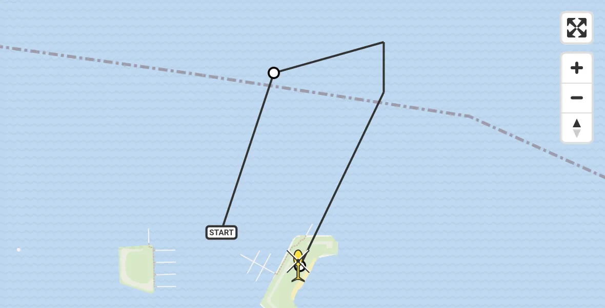 Routekaart van de vlucht: Kustwachthelikopter naar Bruinisse, Mosselbanken Oost
