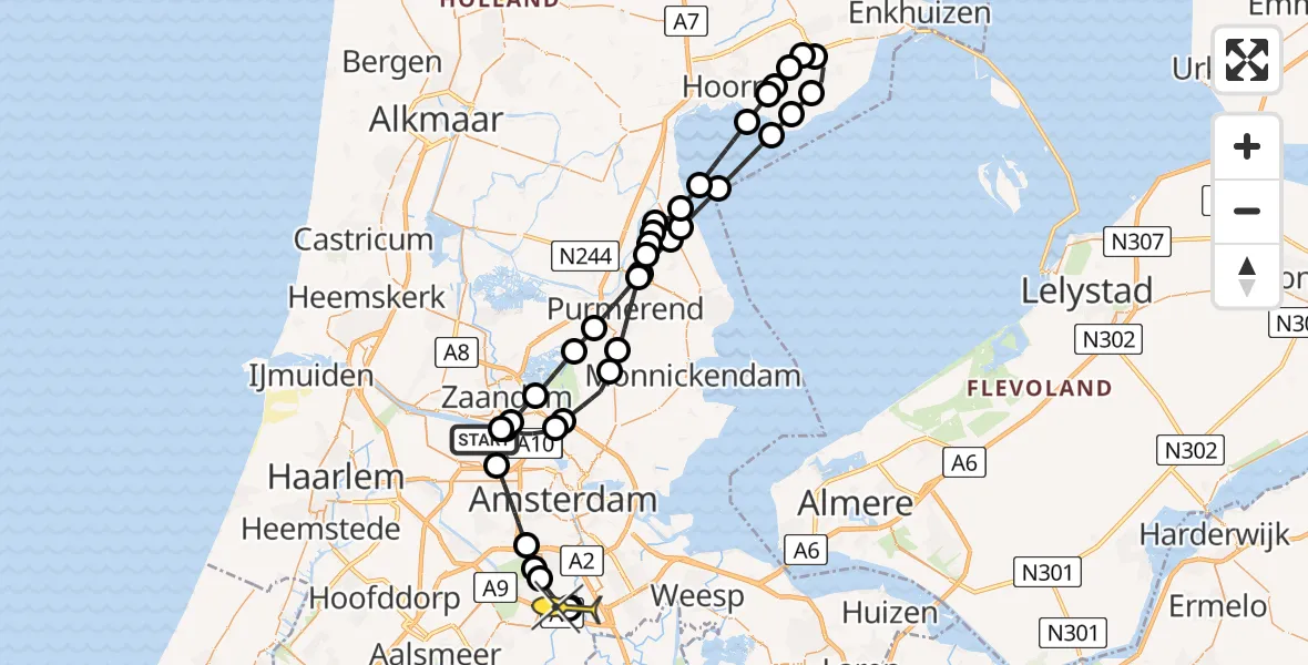 Routekaart van de vlucht: Lifeliner 1 naar Amstelveen, Lipariweg