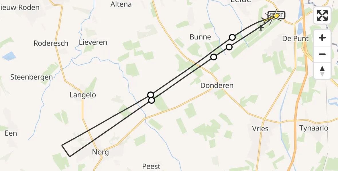 Routekaart van de vlucht: Lifeliner 4 naar Groningen Airport Eelde, Veldkampweg