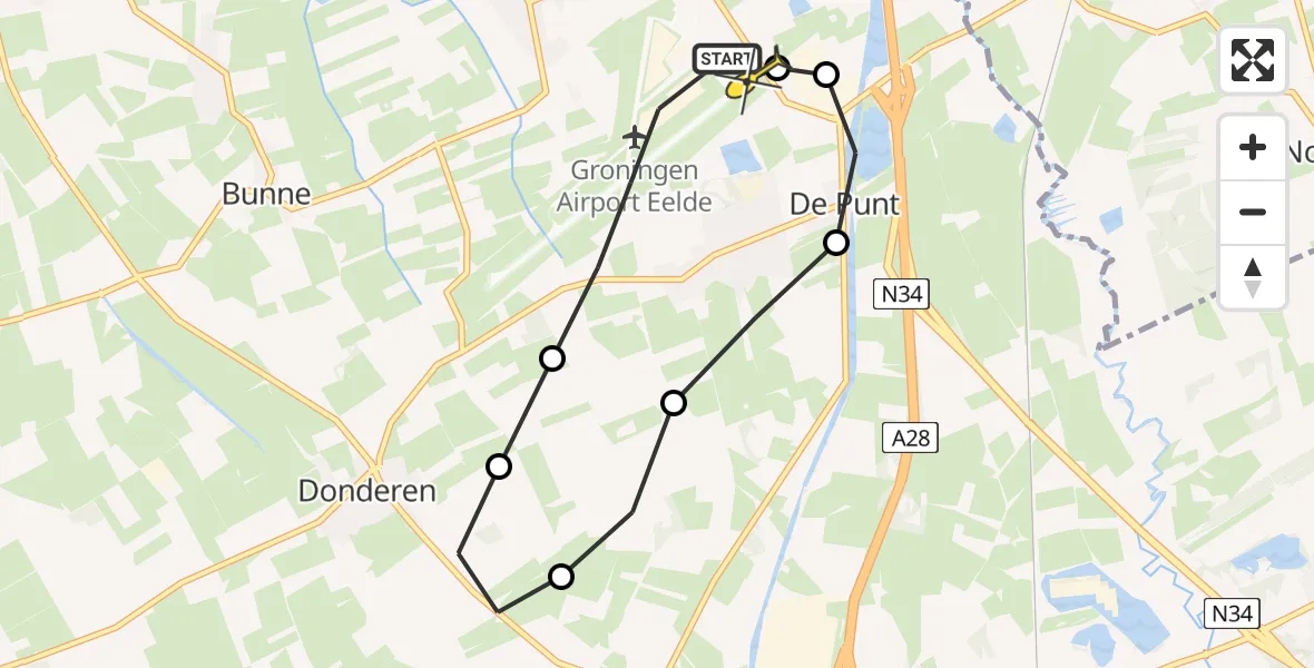 Routekaart van de vlucht: Lifeliner 4 naar Groningen Airport Eelde, Moespot