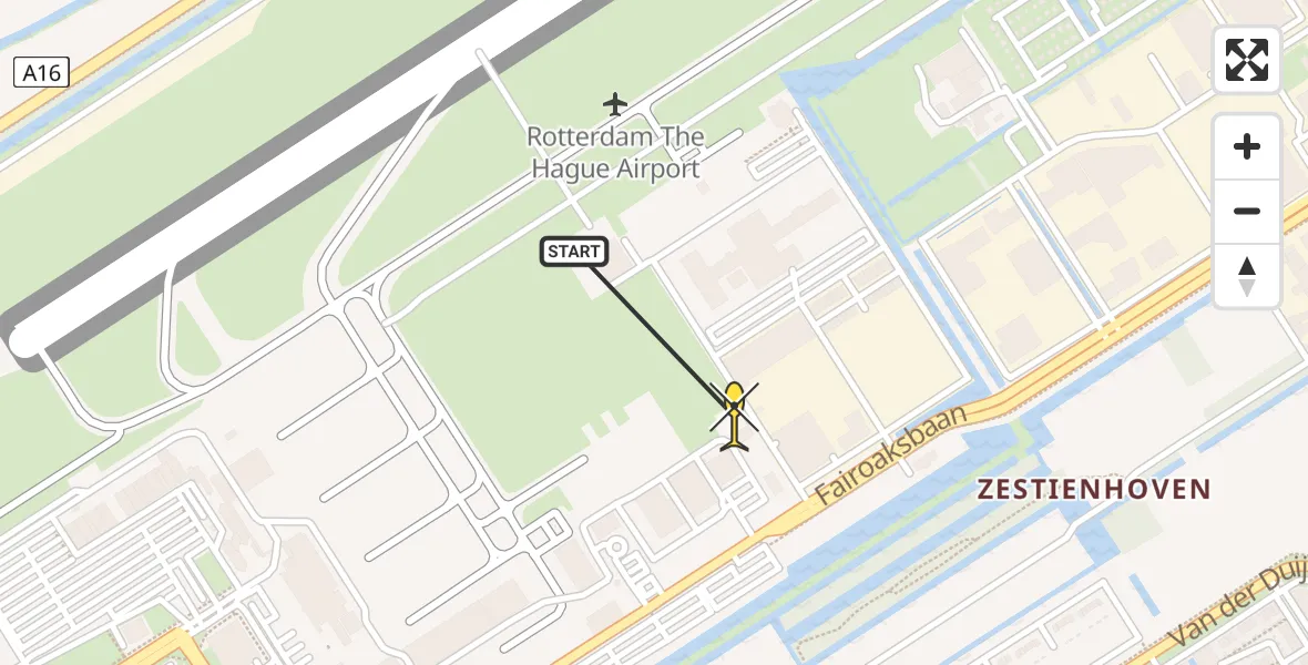 Routekaart van de vlucht: Lifeliner 2 naar Rotterdam The Hague Airport, Brandenburgbaan
