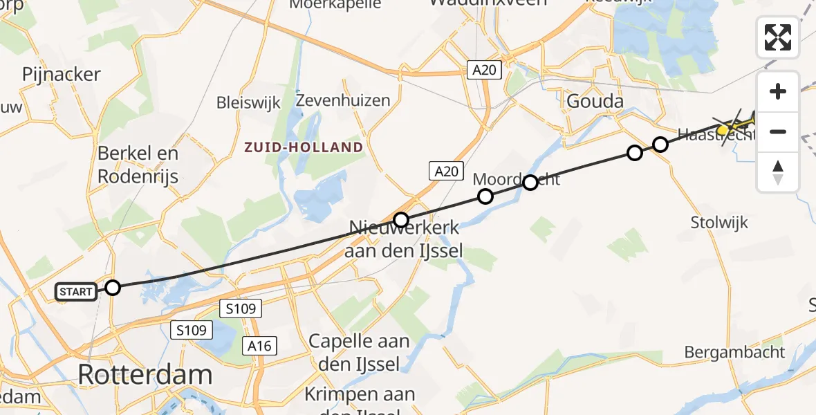 Routekaart van de vlucht: Lifeliner 2 naar Haastrecht, Edsger Dijkstralaan