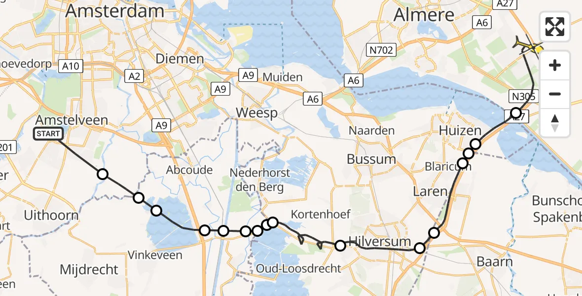 Routekaart van de vlucht: Politieheli naar Almere, Doctor Willem Dreesweg