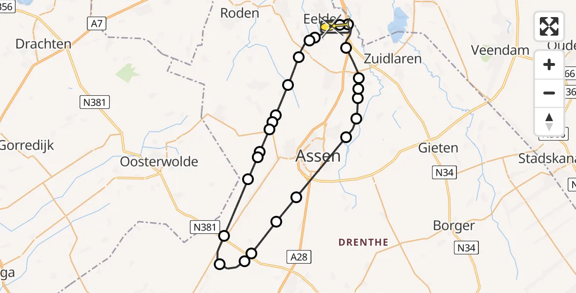 Routekaart van de vlucht: Lifeliner 4 naar Groningen Airport Eelde, Lugtenbergerweg