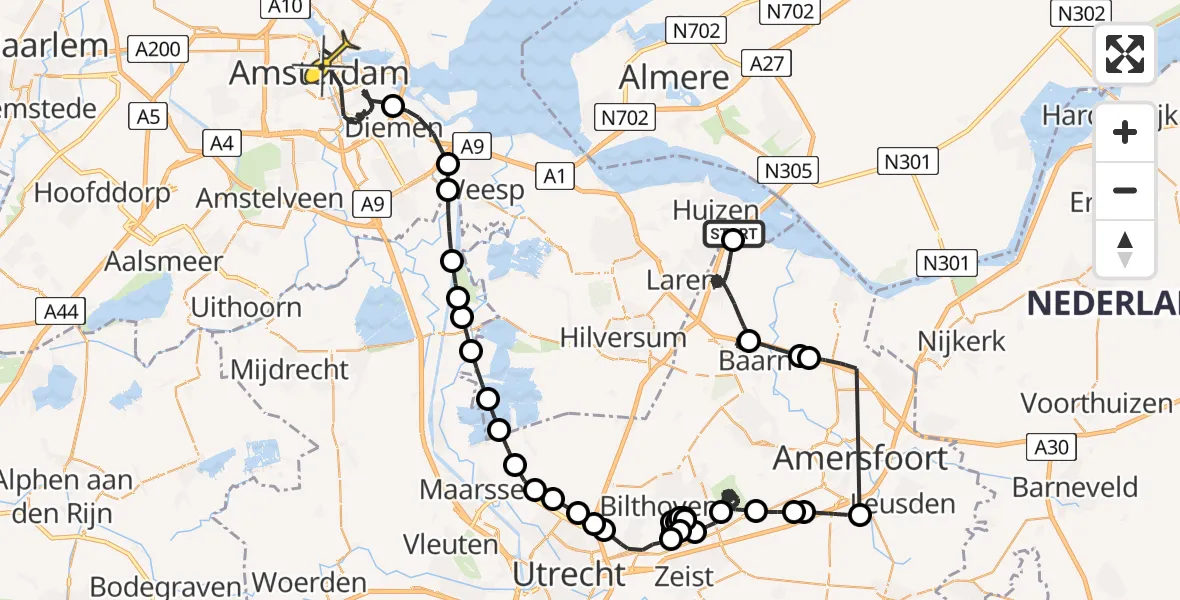 Routekaart van de vlucht: Politieheli naar Amsterdam, Meentweg