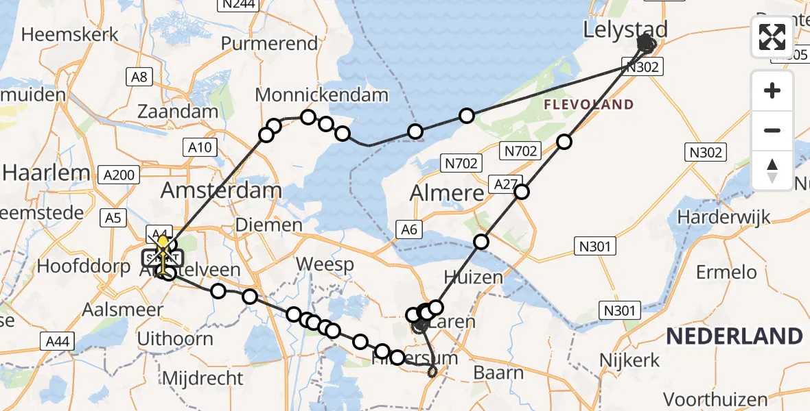 Routekaart van de vlucht: Politieheli naar Schiphol, Van Weerden-Poelmanweg