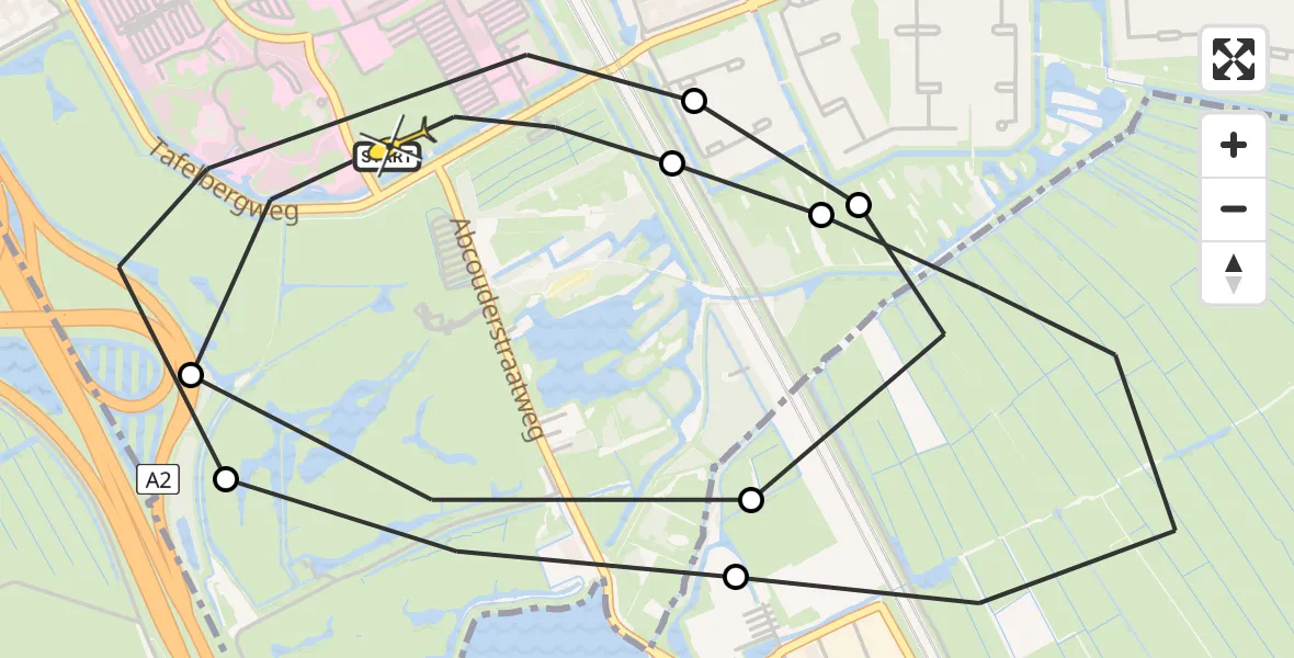 Routekaart van de vlucht: Kustwachthelikopter naar Academisch Medisch Centrum (AMC), Hogendijk