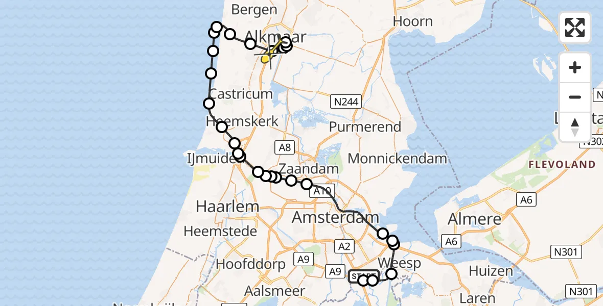 Routekaart van de vlucht: Kustwachthelikopter naar Alkmaar, Hogendijk